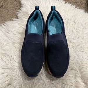 Clarks Nature X Sky Waterproof navy nubuck slip-on shoes Women’s Size 7.5 Wide